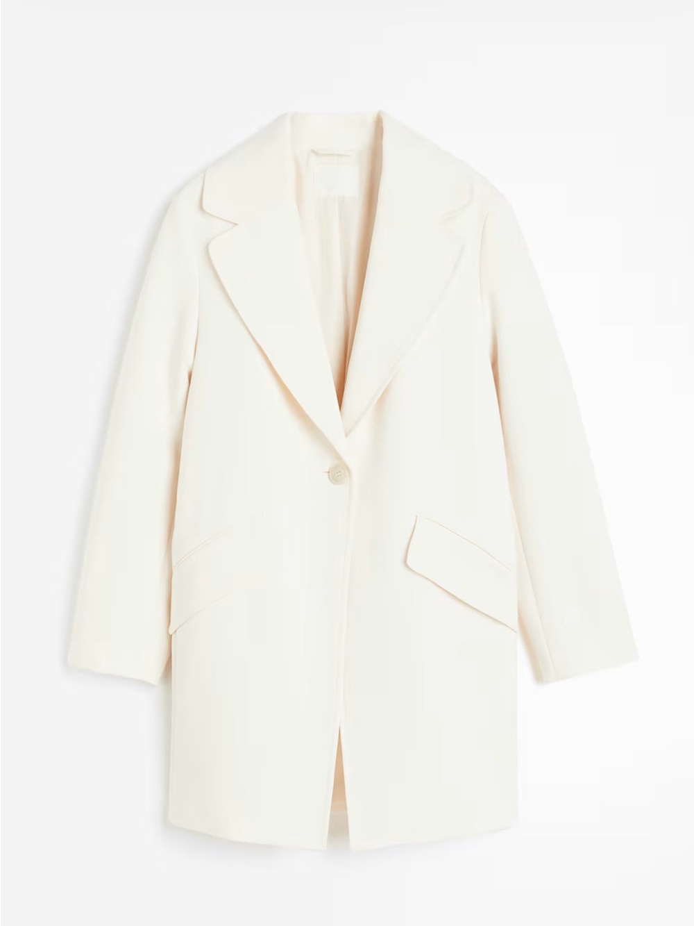 H&M Cream Single-Button Tailored Pea Coat